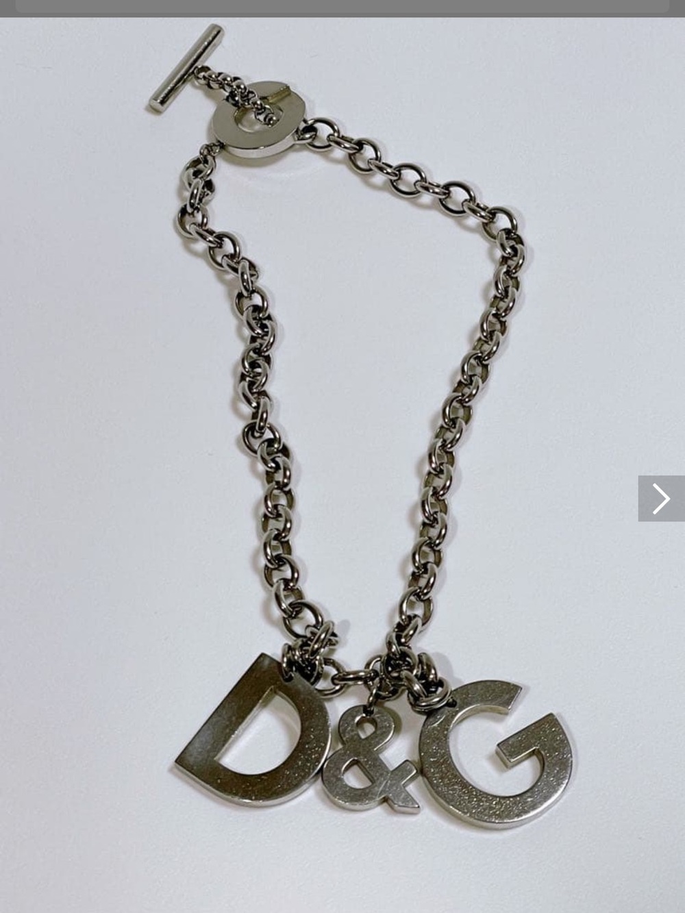 D&G Silver-Tone Logo Charm Chain Necklace